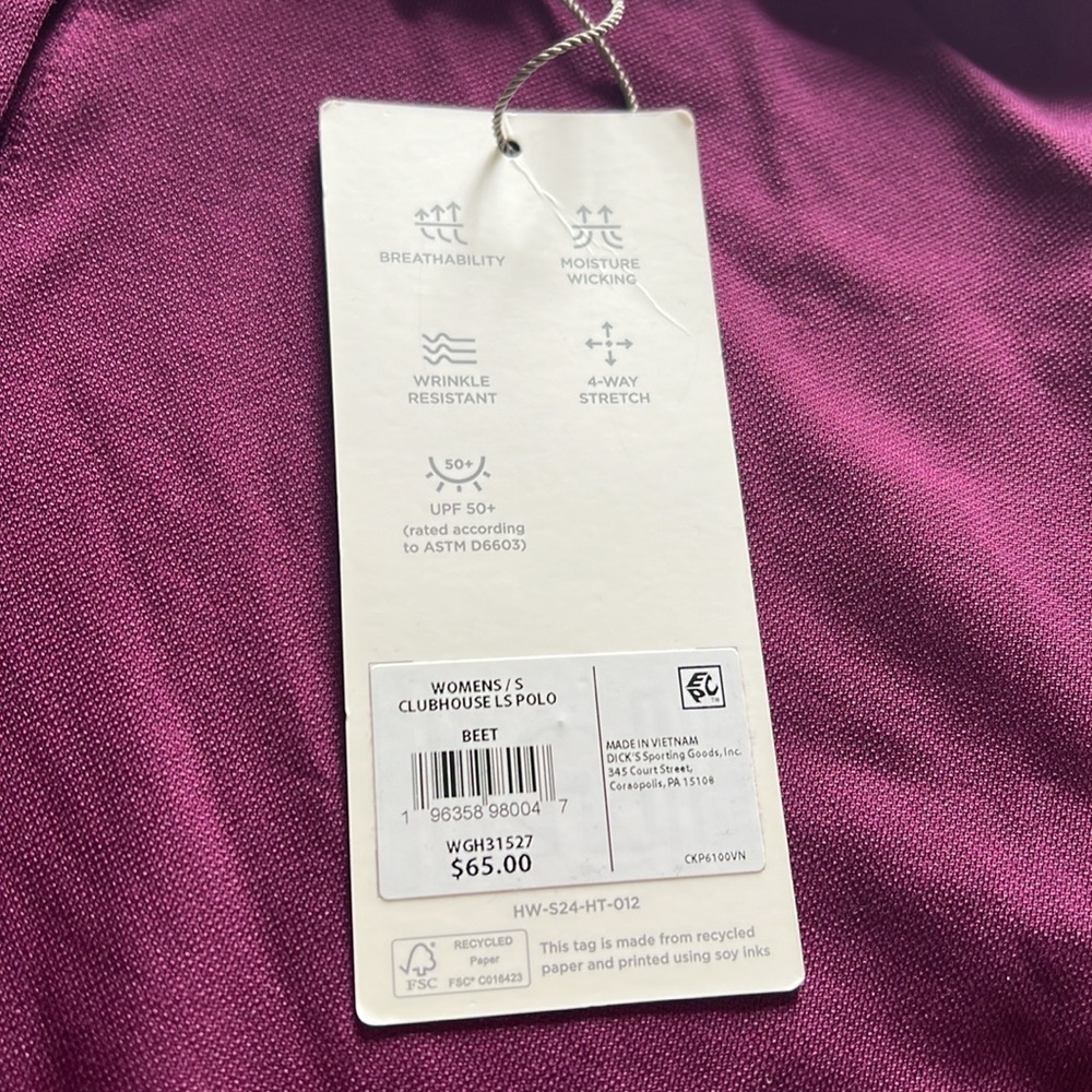 NWT Walter Hagan Clubhouse Long Sleeve Polo in Beet - Picture 5 of 9